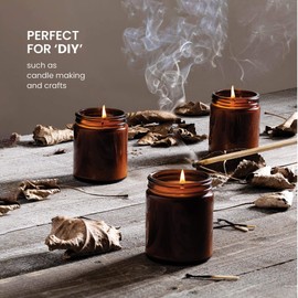 Amber Glass Jars 8 Ounce for Candle Making Straight Side For DIY Projects, Herbs, Homemade Cosmetics, Decorating, Storing, Overnight Oats, Meal Prep, Wedding Favors, Great For Daily Vitamins (6)