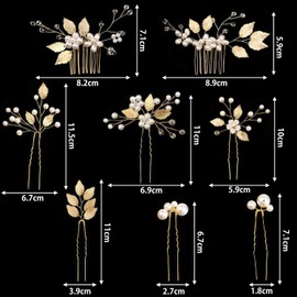 Matomtak Pearl Pins, Gold, Hair Ornament, Flower, Tree Leaf Motif, Pearl, Hair Accessory, Set of 10, U-pins, Headdress, Handmade, Wedding Headdress, Flowers, Hair Ornament, Weddings, Receptions