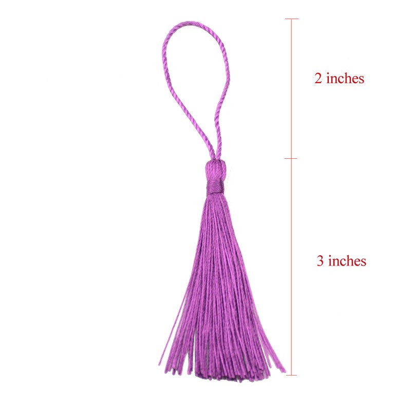 Makhry 100pcs 13cm/5 Inch Silky Floss Bookmark Tassels with 2-Inch