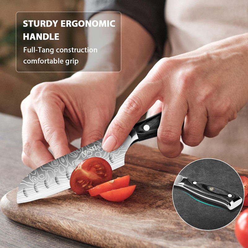 MOSFiATA 7" Santoku Knife with 5.5inch Santoku Knife, German High