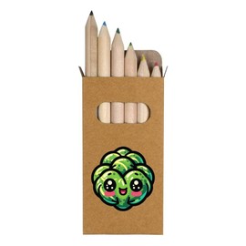 6 x 'Cute Kawaii Brussels Sprout' Short 85mm Pencils/Coloured Pencil Set (PE00067330)