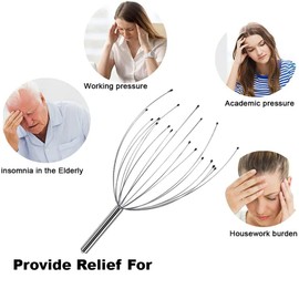 JJA Head Massager Portable, 1 Pcs Hand Held Scalp Scratcher with 12 Thermo-Plastic Prongs Tips, Scalp Massager Relaxation, Hair Growth Stimulation – Stress Relief Tool
