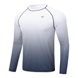 Huayuzh Rashguard UV Shirt Men's Long-Sleeved Swimming T-Shirt Quick-Drying Breathable Surfing Fishing Hiking Top, 4-gradient colour: grey