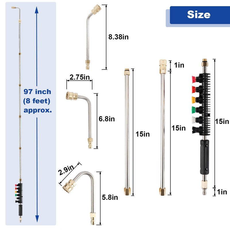 Toolly Pressure Washer Extension Wand 8FT Upgrade Power Washer Lance