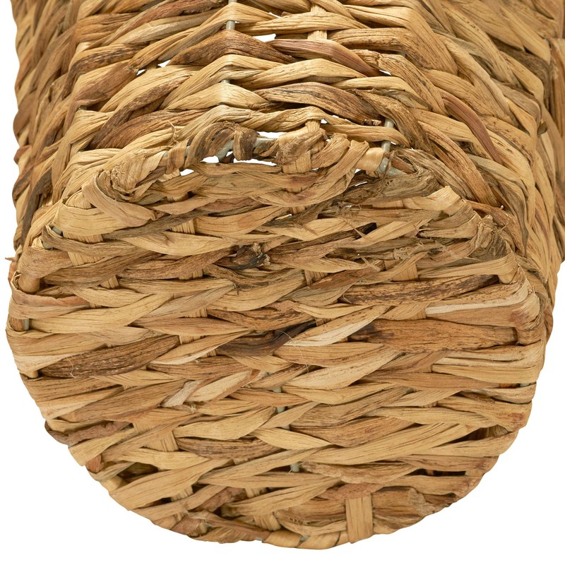 Household Essentials Wicker Waste Basket, Woven Leaf Basket with Wire