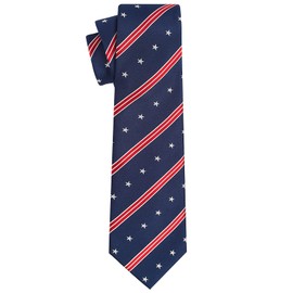 KissTies - Juego de corbata de seda 100 % estilo patriótico, corbata de Estados Unidos + bolsillo cuadrado, Azul, Regular
