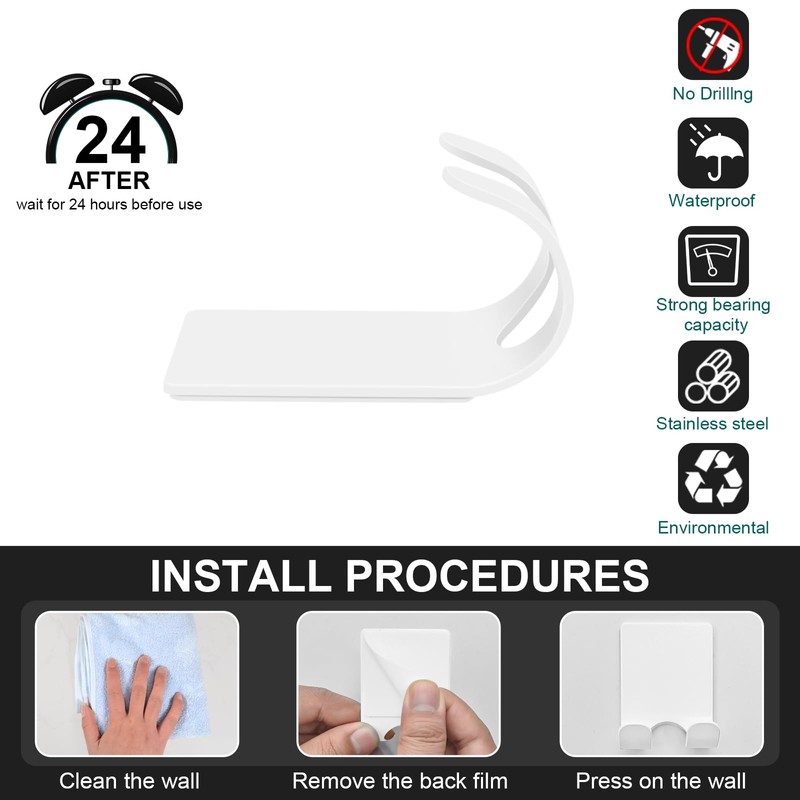 CGBE 4 Packs Shower Hooks for Inside Shower, Self Adhesive
