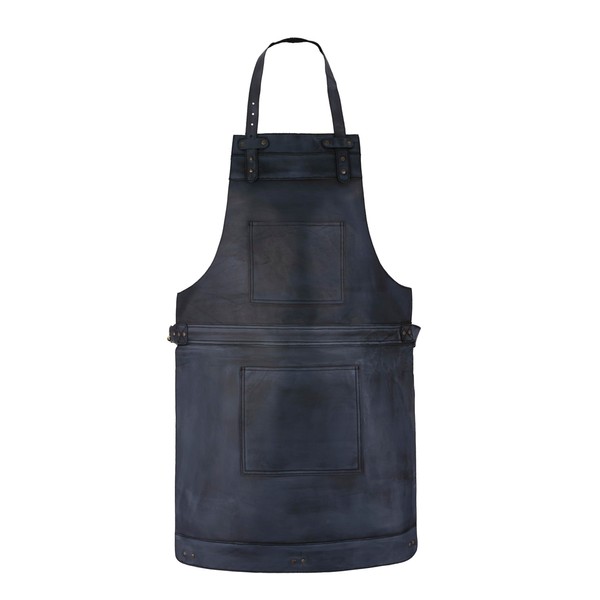 Black Wax Full Grain Leather Bib Apron Butcher Apron Chef