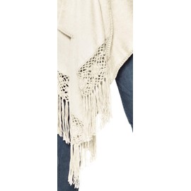 Alpaca Carrasco Alpaca Shawl Crocheted Flowers - Wide, Long and Warm (Ivory)