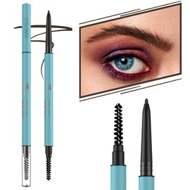 TurritopsisD Waterproof Eyebrow Pencil 【2-Pack Dark Brown】 Brow Pencil Define & Fill Precise Fine-tip Smudge-proof Long-lasting Ultra-slim Built-in Soft Spoolie Brush