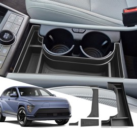SXCY for 2024 2025 Hyundai Kona EV Center Console Organizer for 2024 2025 Hyundai Kona EV Accessories Cupholder Oragnizer Tray for 2024 2025 Kona EV Console Organizer [Only Fit 2024 2025 Kona EV]
