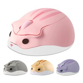 Wireless Mouse Cute Hamster Shape Optical Mouse Pink Mouse,1200 DPI Noise Reduction Ultra Portable Travel Mouse,2.4 GHz with USB Unifying Receiver for PC Mac Laptop Computer Kids Girl School Gift