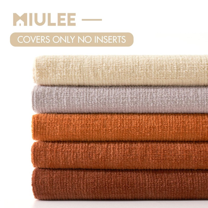MIULEE Beige Couch Pillow Covers 12x20 Inch, Set of 2