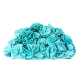 Medifier Retro 3D Flower Petal Swim Cap Vintage Swimming Hat Shower Cap for Ladies Women Girls Peacock Blue