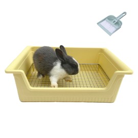 Stainless Steel Gird Rabbit Litter Box, Large Corner Potty Tray for Small Animals Guinea Pigs, Ferrets,Chinchillas - Toilet with Low Entry & Easy Clean(15×11.2×4.8in)