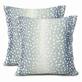 Antelope Pillow Covers 18X18 Inch Blue Gray Faux Fawn Deer Animal Print Decorative Square Pillow Cases Modern Neutral Cotton Linen Throw Pillows Set of 2 Home Decor For Sofa Couch Bedroom Outdoor