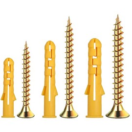 200 Pcs Wall Plugs and Screws Set,Masonry Brick Concrete Fixings Plugs Assortment Kit,Screws and Rawl Plugs in Compartment Box,Zinc Galvanized 3 Different Sizeâ¦