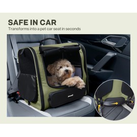 Pecute Large Space Cat Carrier Backpack Pet Carrier for Cats & Small Dogs, Ventilated & Sturdy Pet Dog Backpack for Hiking, Camping, Travel- Lightweight, Ergonomic Design, Dark Green