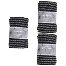 Baluue 3piezas Toalla De Baño Exfoliante Para Cuerpo Herramienta De Limpieza Para Espalda Baños Diarios Color Negro