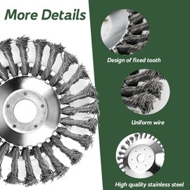 150 x 25,4 mm Brush Cutter Head with Mounting Accessories, Wire Brush Brush Weed Cutter