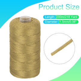 MECCANIXITY Nylon String Cord 1.5mm x 218 Yards Macrame Rope Braided Thread Twine String Smooth Beading Cord for Jewelry Making Supplies, DIY Craft, Slight Brown