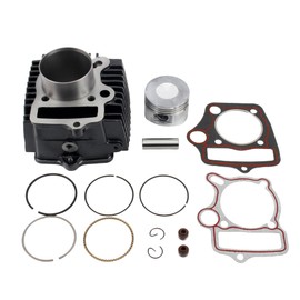 PowerMotor 52.4mm Cylinder Assembly with Gaskets and Piston Ring Rebuild Kit for 4-Stroke 1P52FMH Horizontal Engine 110cc ATV Dirt Pit Bike Go Karts Quad 4 Wheeler Dune Buggys Motorcycle