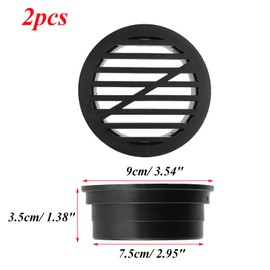 Antrader Round Drainage Grate Cover, 2-Pack Plastic Sewer Drain Cover Fits 3” Pipes, for Outdoor Yard Pipe Lawns Walkways Roof Balcony(Black)
