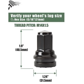M14x1.5 Flat Lug Nuts for F250 F350 2017-2025 Heavy Duty Truck Wheel, 32pcs 14mmx1.5 Mag Wheel Nuts Compatible With Ford 8 Lug Factory Rim, Alloy Steel Lugnnuts Set Replace OE#HCPZ-1012-B, HCPZ-1012-A