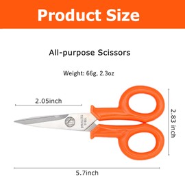 Fiber Optic Kevlar Scissors 2 Pack 5.9in/15cm Electrician Scissors with Stripping Notches 3mm Thick Stainless Steel, Heavy-Duty Snips or Technicians, Electricians, Installers, Orange