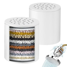 AOOTE 36 Stage Shower Filter Replacement Cartridge,2 Pack Universal Replacement Cartridge Hard Water Purifier,ShowerHead Water Filter Cartridge,Removes Chlorine,Heavy Metals,Iron,Other Sediments