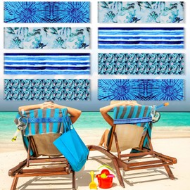 Boao 8 Pack Large Towel Bands for Beach Chairs 15.75 x 1.97 Inch Cruise Towel Clips for Lounge Beach Pool Chairs Towel Strap Holder Elastic Windproof Beach Accessories for Summer(Fresh Style)