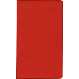 Pocket Planner Red 2024 - Office Calendar 9.5 x 16 cm - 112 Pages - 1 Week on 2 Pages - Separate Address Book - Foldable - Notebook - 560-1013