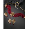 Aheli Kundan Pearl Choker Multi Layered Collar Pendientes con Manng