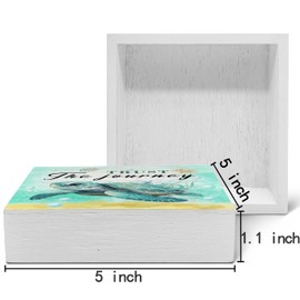SRADMO Sea Turtle Decor, Trust the Journey Sea Turtles Beach Wood Box Sign Desk Decors, Beachs Room Decoration, Turtle Beach Theme Wooden Block Box Sign Decoration for Home Shelf Table Decors
