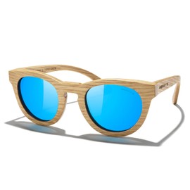 MERRY'S Polarized Full Frame Wooden Coated Floating Sunglasses Mens/Womens vintage Eyewear S5268 (Blue, 48)