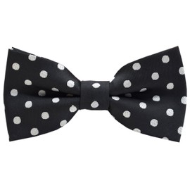 Carahere Boys Handmade Pre-Tied Classic Polka Dot Bow Ties Black