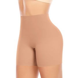 Seamless Shaping Boyshorts Panties for Women Slip Shorts Under Dress Shapewear Shorts Tummy Control Underwear (A# Brown-3, Small)