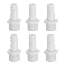 PATIKIL 6 Pack Plastic Hose Barb Reducer Fitting, 1/2" Barb x G1/2" Male Thread Adapter Connector Pipe Fitting Union for Gas Liquid Air Line Tubing Pipe