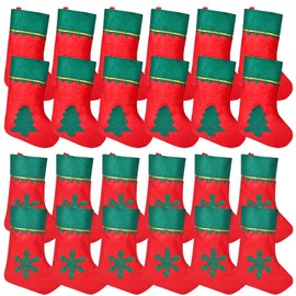 FUSHENMU 24 Pack Mini Christmas Stockings Red Green Elf Xmas Hanging Stockings for Christmas Tree Fireplace Home Party Decorations