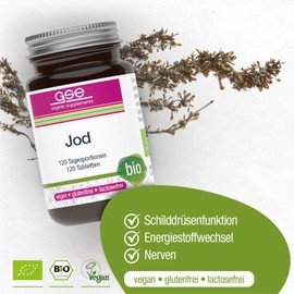 GSE Jod Compact Tabletten, 100% hochdosiertes Jod aus Pflanzen, ohne Zusatz von Aromen und Zucker, BIO-Qualität