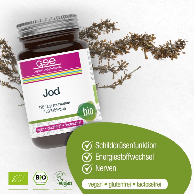 GSE Jod Compact Tabletten, 100% hochdosiertes Jod aus Pflanzen, ohne