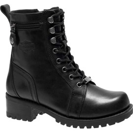 HARLEY-DAVIDSON FOOTWEAR Women's Keeler Leather Motorcycle Casual Boot, Black, 7.5