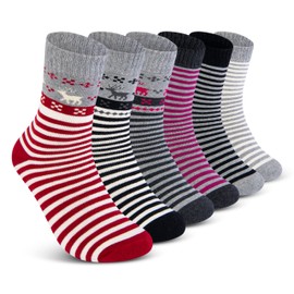 Women's thermal socks (6 or 12 pairs), warm winter socks with inner terry cloth, 6 pairs of colour mix