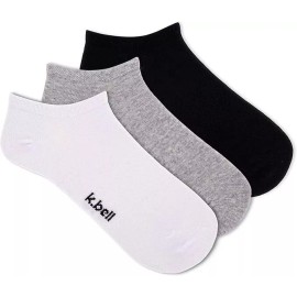K. Bell Women's 3Pk Flex Fit No Show Socks 3 Pair, Grey, Women's 4-10 Shoe