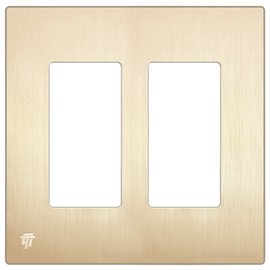 ENERLITES Elite Series Screwless Decorator Wall Plate Child Safe Outlet Cover, Gloss Finish, Size 2-Gang 4.68" H x 4.73" L, Unbreakable Polycarbonate Thermoplastic, SI8832-BGD, Brushed Gold