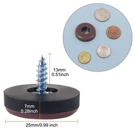 Furniture Gliders, Teflon Moving Sliders with Screw Feet Protector for Tiled, Hardwood Floors (20pcs, Brown)