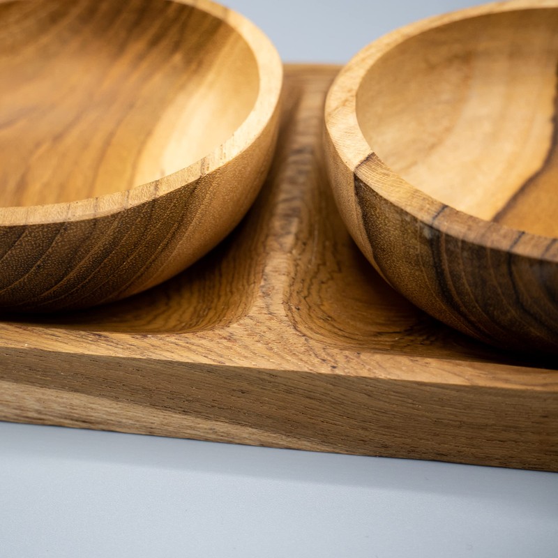 Mienloco Wooden Bowls with Serving Plate