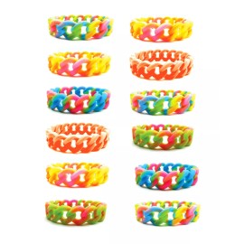 Fablinks Bracelet Party Favors for Girls and Women Tie-Dye Silicone Chain Bracelet 12 pcs