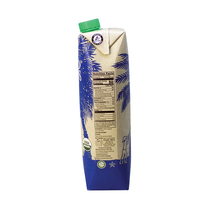 CocoGoodsCo Vietnam Single-Origin 100% Organic Coconut Water, Non-GMO, Never from