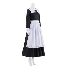 LQTIKLD Historical Colonial Costume Pioneer Maid Apron Dress Pilgrim Women Costume Fancy Dress with Bonnet (XX-Large)